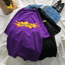 Харадзюку летние топы женские с буквенным принтом Tumblr одежда для влюбленных Повседневная Женская Корейская футболка больших размеров