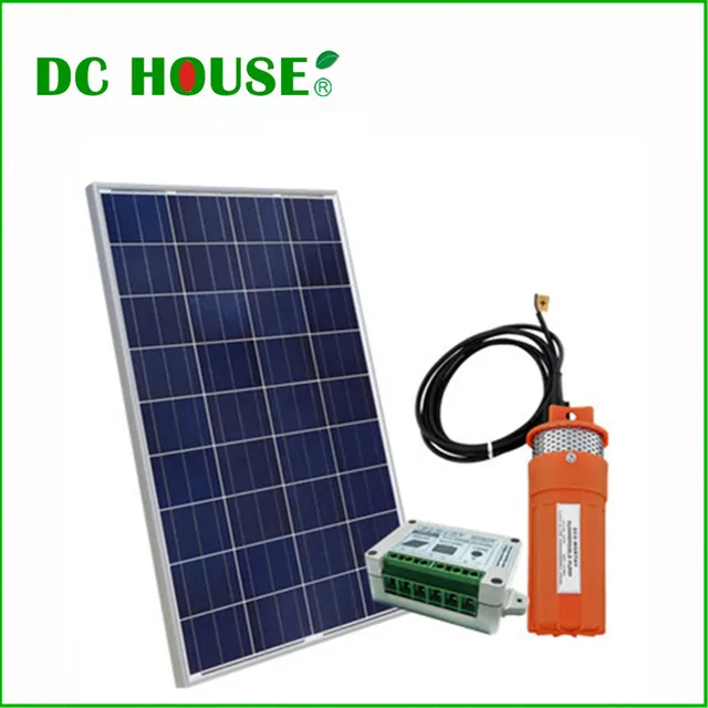 DC HOUSE Solar Powered Pump for Pond 100W Poly Solar Panel with 12V