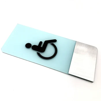 

Wheelchair Restroom Toilet Sign Double Tape In Back Acrylic With Aluminum Door Plates 100x240mm