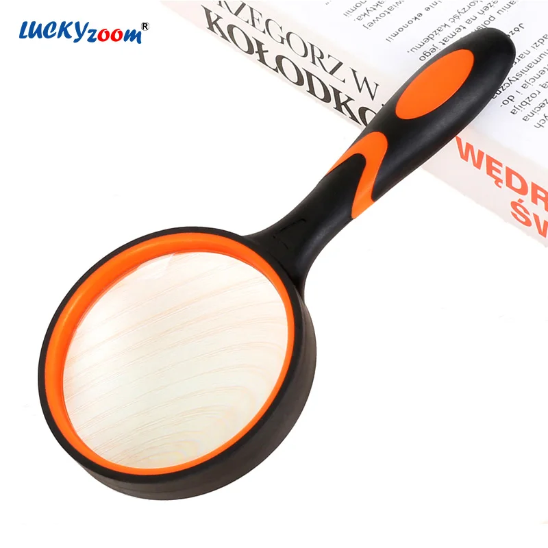 

Handheld Dual Color Magnifier Rubber Handle 4X Portable Magnifying Glass Reading Magnifier Light Newpapers Lupa Jewelry Loupe