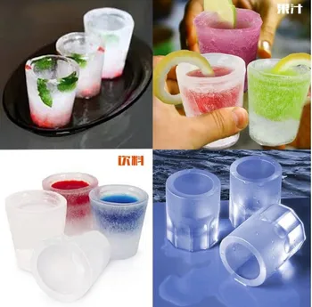 

100pcs/lot 4-Cup Ice Cube Shot Shape Silicion Shooters Glass Freeze Molds Maker Tray Party #RY62