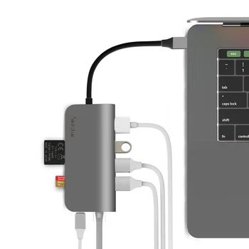 

Aluminium 8IN1 USB C Hub with 3 USB 3.0 Port 4K HDMI Card Reader RJ45 Port Type-C Power delivery for Pro adapter