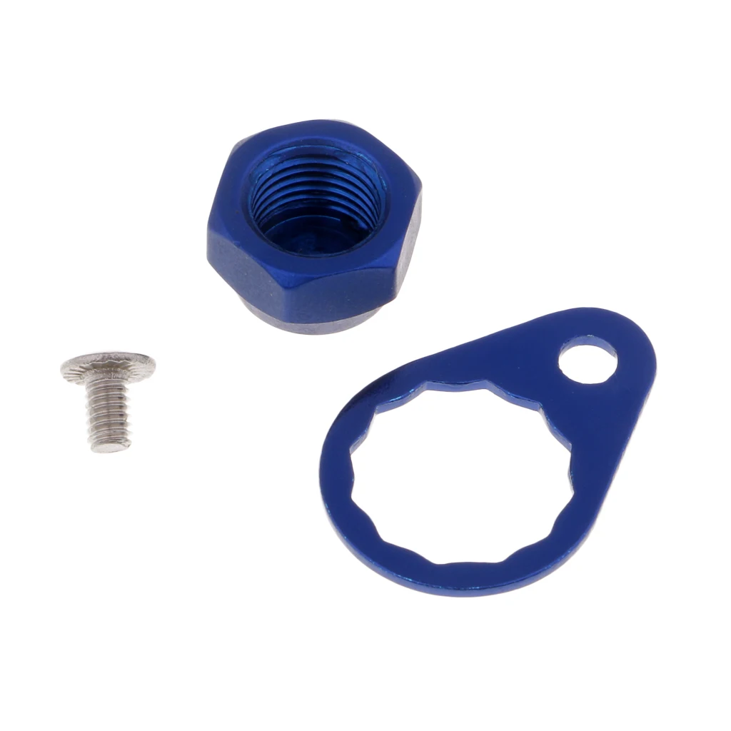 Anti-rust Fishing Reel Left/Right Handle Locking Plate Screws M8 Nuts Caps Repair Parts for Baitcasting Reels - Color: Blue - Right Hand