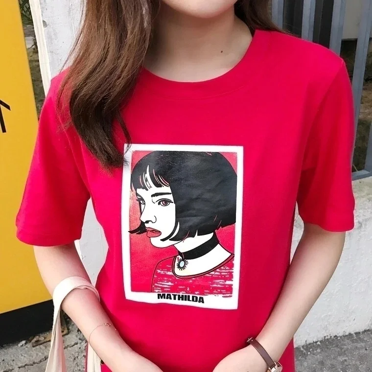 

HAHAYULE Leon Mathilda T-Shirt Funny Printing Shirts Print Classic Quality Fashion Short Sleeve Tee Tops