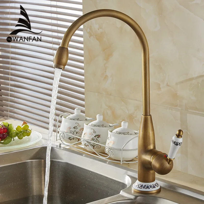 Free shipping new style antique brass finish faucet kitchen sink basin faucets mixer tap with ceramic