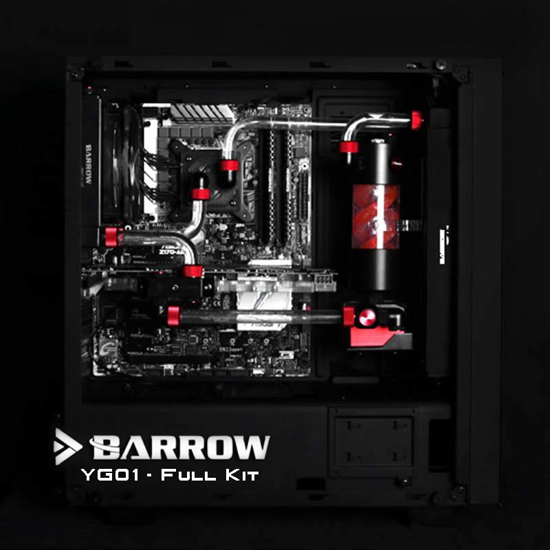 

Barrow YG01 Full Set Hardtubes Water Cooling Kit, 240/120mm Radiator, VIRUS T Reservoir, RGB fans, CPU/GPU block, bending kit