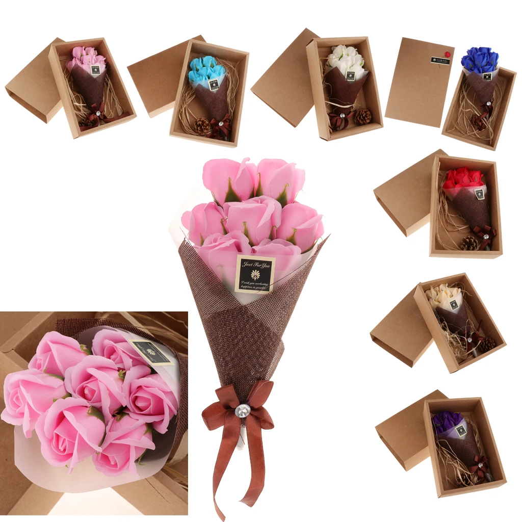 7pcs Soap Rose Flowers Box Birthday Creative Wedding Valentine Gift