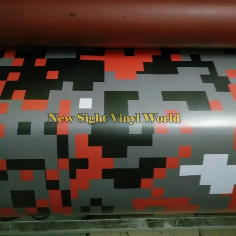 Red Digital Camouflage Vinyl Wrap Red Pixel Camo Car Wrap Decal Air