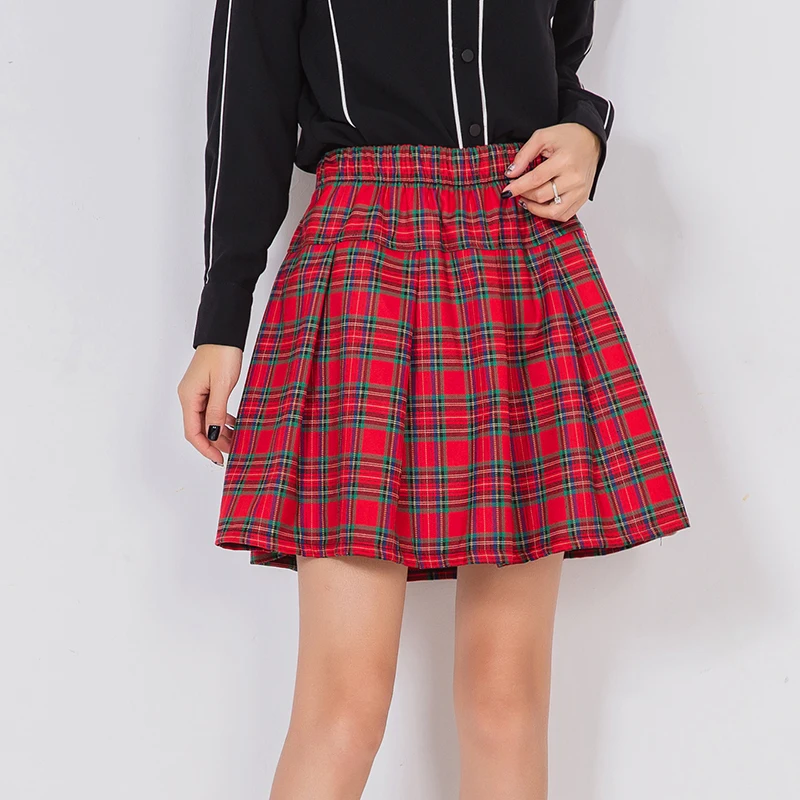 Новые осенние модные популярные Стильные плиссированные короткие юбки женская красная серая шотландская юбка шотландская Kilt танцевальная форма A line Kilts