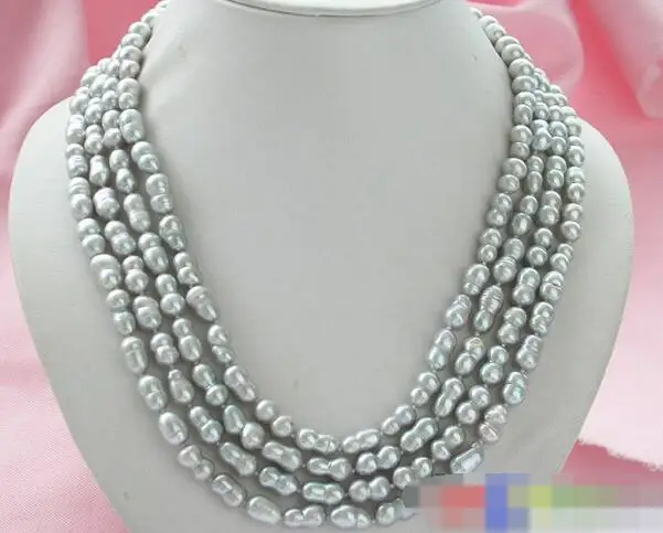 

3760 gray baroque double freshwater cultured pearl necklace