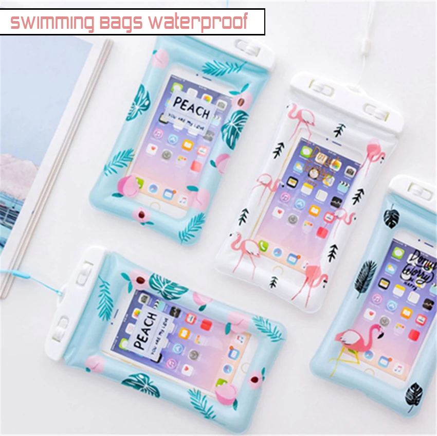 Swimming Bags Waterproof with Luminous Underwater Pouch Carnoon Flamingo Soft TPU For iPhone 6 7 8 Plus X Coque Funda |