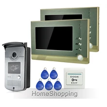 Envío Gratis Home Portero Automático de 7 “TFT de Video de La Puerta Sistema de Intercomunicación Teléfono + 1 Cámara de La Puerta de Acceso RFID + 2 Monitores En Inventario Al Por Mayor