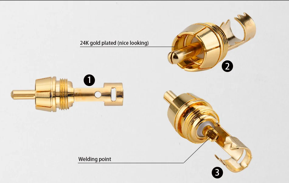 2 шт. RCA разъем Лидер продаж позолоченный Медь прочный RCA разъем вращающийся замок Аудио видео RCA разъем