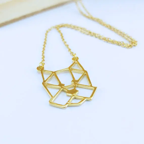 Trendy Yorkshire Terrier Necklace Women Origami Statement Pendant Pet Jewelry | Украшения и аксессуары
