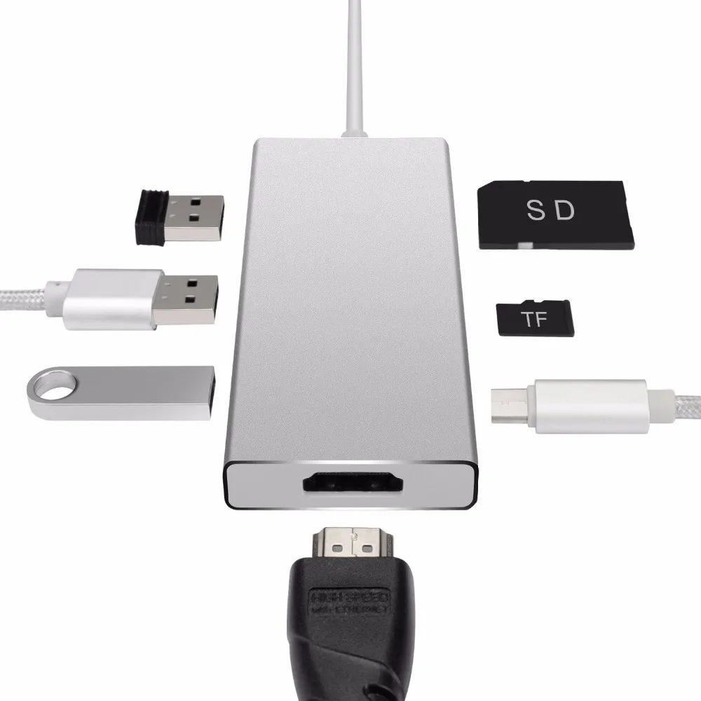 

usb c to hdmi Adapter type-c usb 3.1 dock thunderbolt 3 Multiport hub 3 port usb 3.0 usbc converter cable For xiaomi air huawei