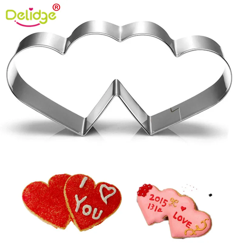 

Delidge 1 pcs Imperial Crown Tie Candy Double Heart Shape Cookie Molds Stainless Steel Weeding Series Cookie Cutter Baking Tolls