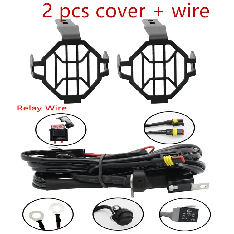 Мотоциклетный светодиодный противотуманный светильник, безопасная лампа для вождения с велосипедными вспомогательными противотуманными аксессуарами, защита и жгут проводов для BMW R1200GS ADV - Цвет: relay wire cover