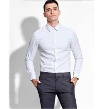 The new style men shirt custom made men wedding groom shirt comfortable white high quality men formal shirt business shirt long