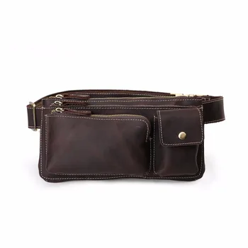 

Tiding Men's Small Waist Bag Genuine Cowhide Leather Bum Bag for Cell Phone British Retro Style Cross Body Bag Solid 31623