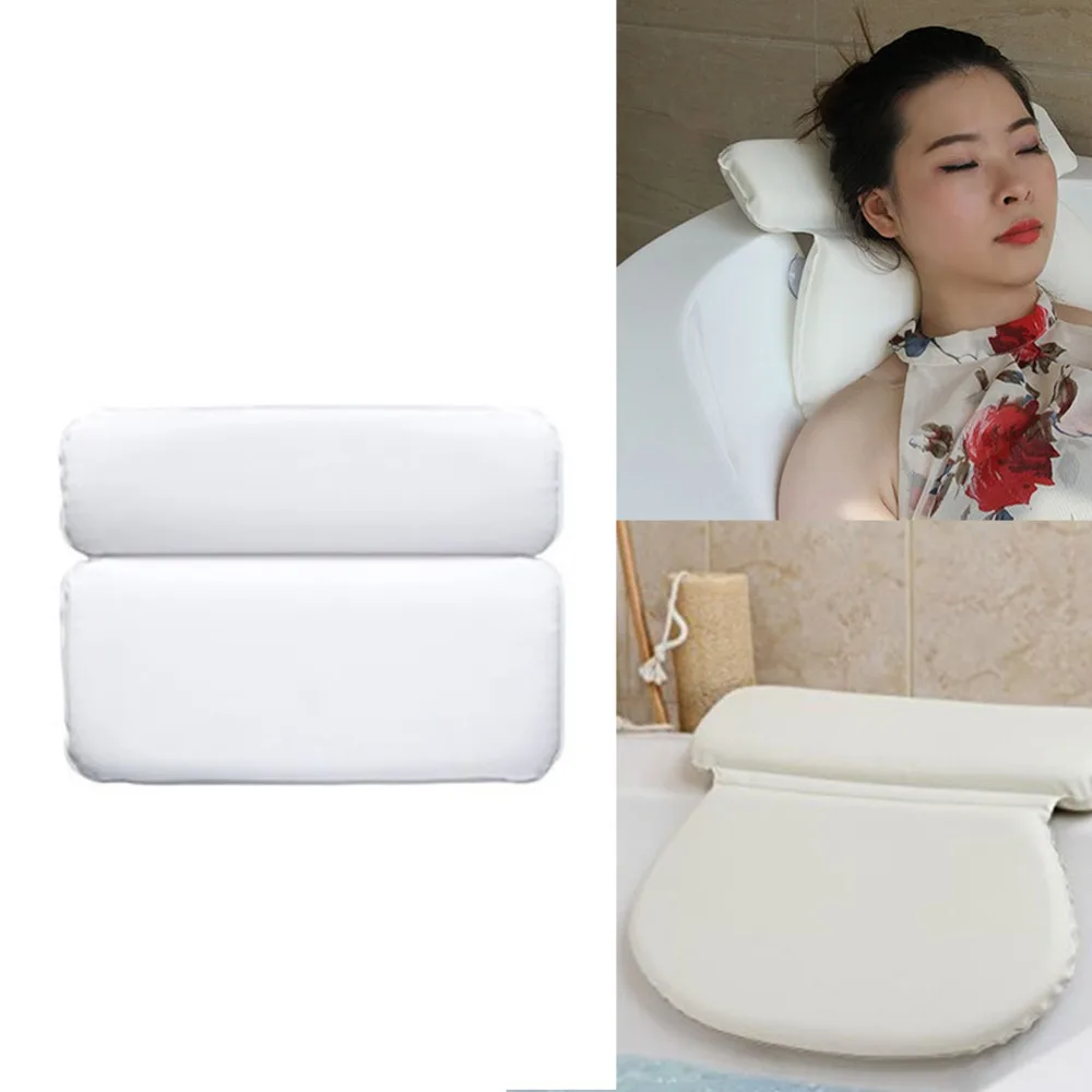 31x36cm Non slip Pu Durable Fold Bath Pillow Bathtub Spa Head Rest Neck