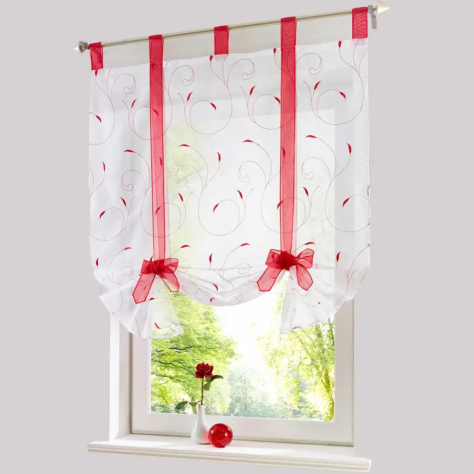 Roman Shade European Embroidery Style Window Curtain Kitchen