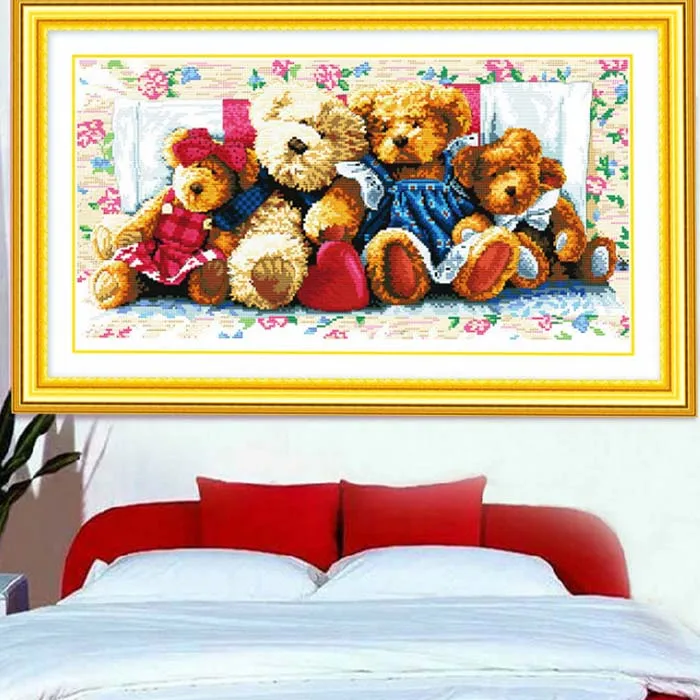 

Cross stitch,Sets For Embroidery kits, DIY DMC family of bears picture Patterns Counted Cross-Stitching,Christmas art Wh