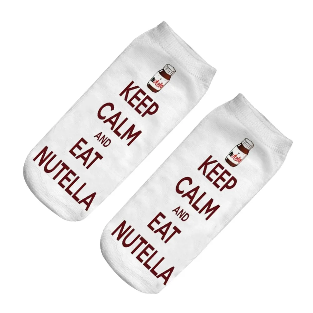 Новинка 2019 носки с 3D принтом Keep calm and eat Nutella мужские и женские короткие оптовая
