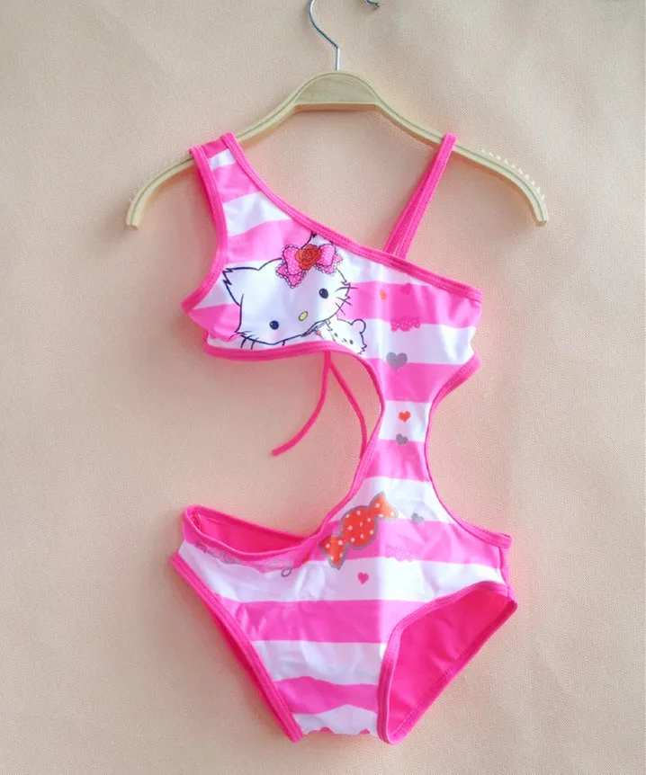 

2017 american girl summer beach swimsuit girls Hello Kittty one piece baby kids swimwear cute children swimsuits YF88