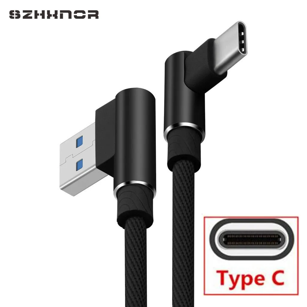 

USB C Charge 90 Degree Fast Charging L Type C Charge data cord charger for xiaomi mi 6x A1 black shark For Samsung S8 S9 gome k1