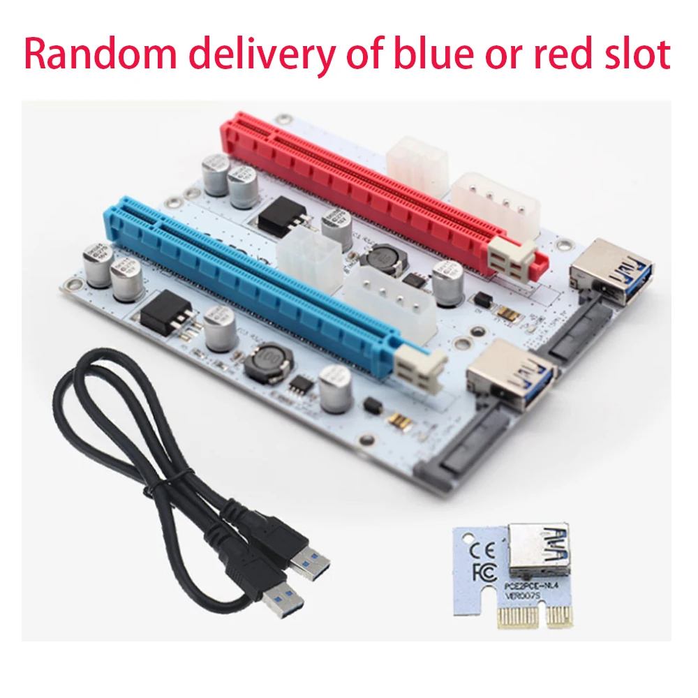 008S PAULO-KPC1364 -PCIe PCI-E PCI Express Riser Card 1X 4x 8x 16x USB 3.0 Data Cable 6 Pin SATA Power Supply for BTC Miner (1)