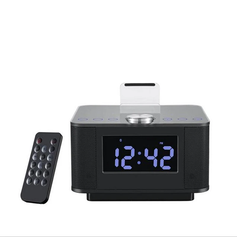 

LCD Digital FM Radio Alarm Clock Music Dock Touch Station Bluetooth Stereo Speaker for Samsung Xiaomi Huawei iPhone 7