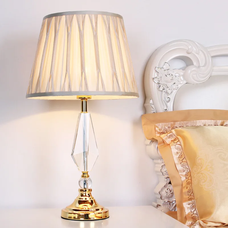 

YOOK 34*59CM European Crystal Table Lamp Modern Creative Clear Bedside Table Lamp American Bedroom Table Lamp 220v 110v 27E