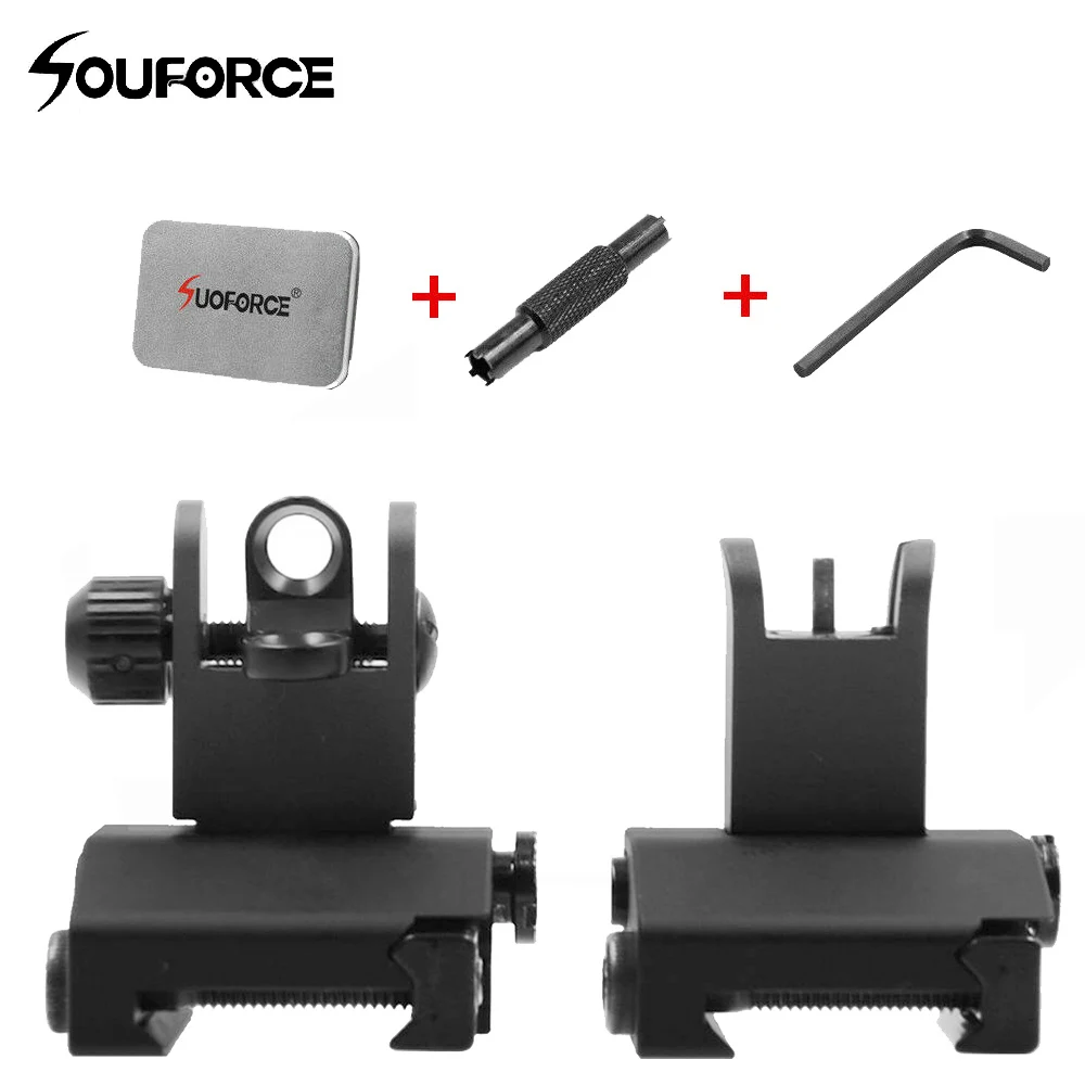 

US Drop Shipping Floding Flip Up Front Rear BUIS Backup Metal Sight and Sight Tool&Box and Case
