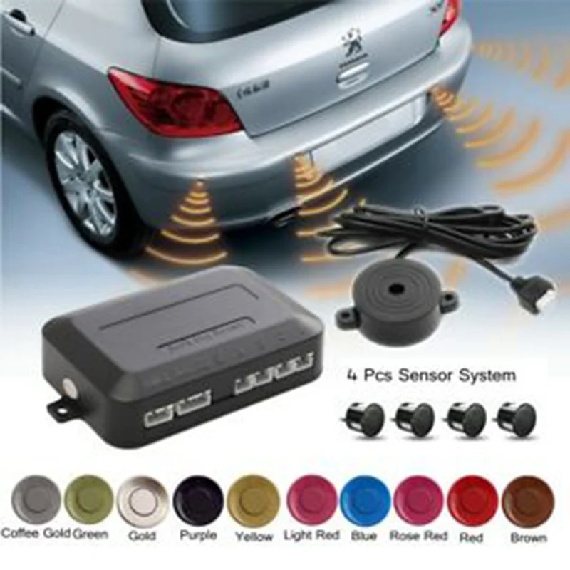 

Parking 4 Sensors Car Reverse Backup Rear Buzzer Radar System Kit For All Cars Reverse Assistance Backup Radar Monitor System