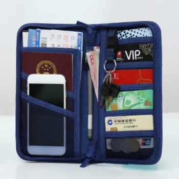

Two-zipper Passport Holder Travel Clutch Bag Credit Card Key Multi Function Pouch