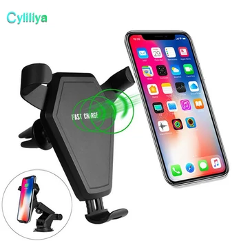 

Q1 wireless fast charger 9v 1.67A 10W car Air Vent Mount Holder 360 rotating adjustment for iPhone 8 X Samsung S9 plus with pack