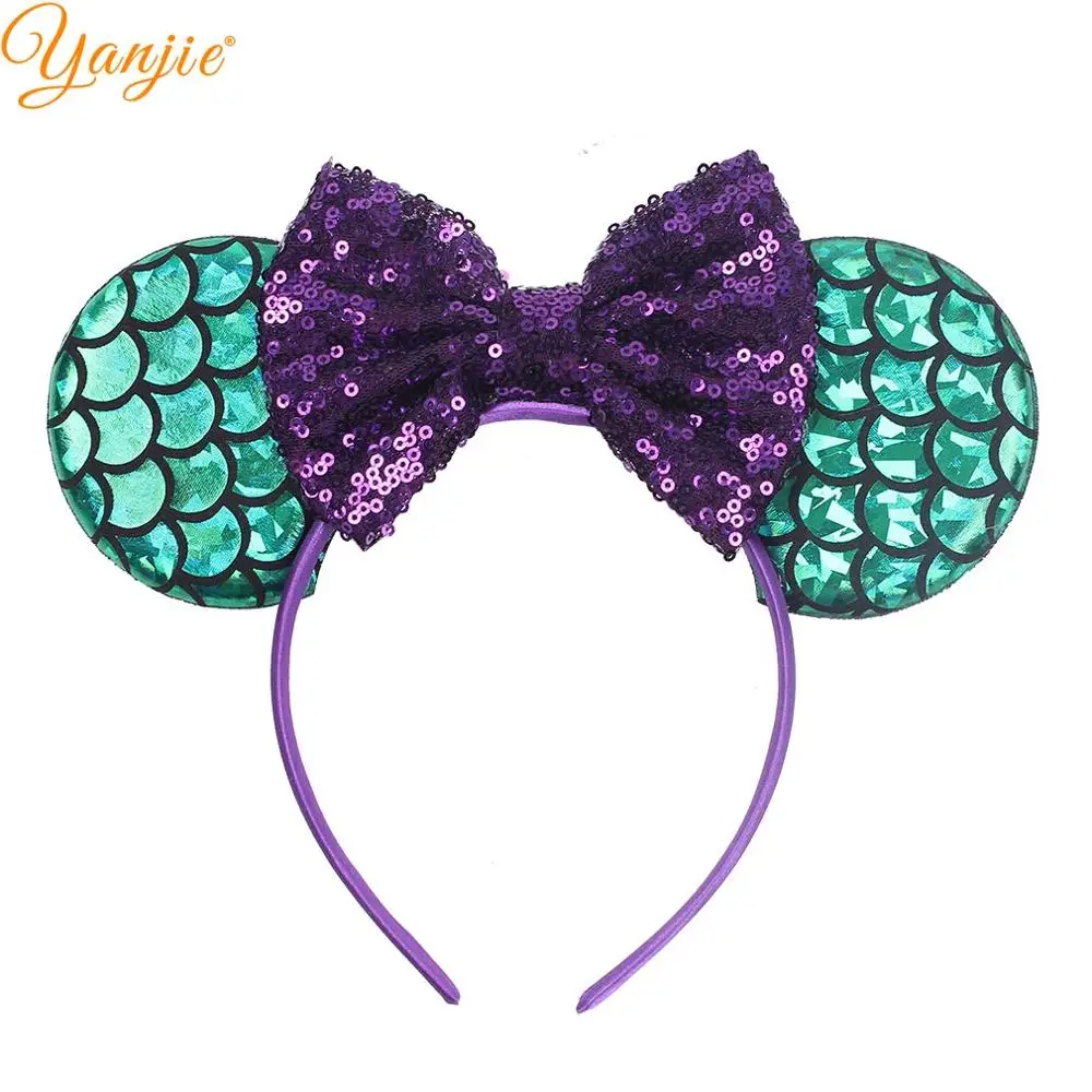 head scarves for women Mermaid Mouse Ears Headband Sequin Hair Bows Hairband DIY Girls Hair Accessories For Kids Trendy Spring Haarband Mujer best hair clips Hair Accessories