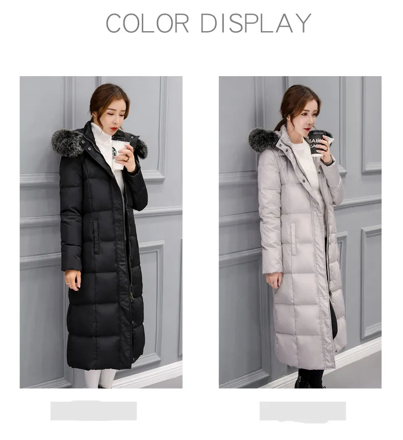 Women Winte Down Jacket Coat White Duck Down Long Parka Hooded Fur Collar Coat Women Paded Winter Coats Female 2018 As05 (4)
