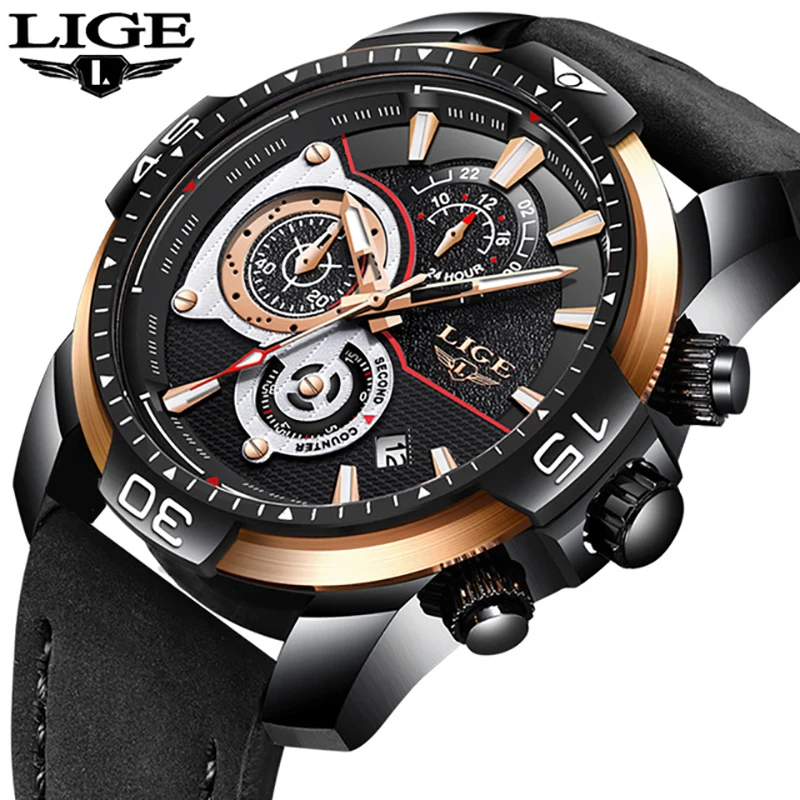 

Relogio Masculino 2018 Mens Watches LIGE Top Brand Luxury Automatic Date Quartz Watch Men Military Leather Waterproo Sport Watch