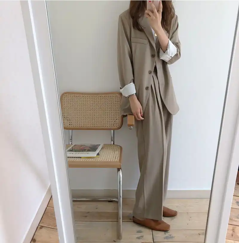 Frauen Weibliche 2019 Frühling Herbst Damen Solide Vintage Einreiher Büro Langarm Lose Anzug Mantel Jacke Frauen Weibliche 2019 Frühling Herbst Damen Solide Vintage Einreiher Büro Langarm Lose Anzug Mantel Jacke