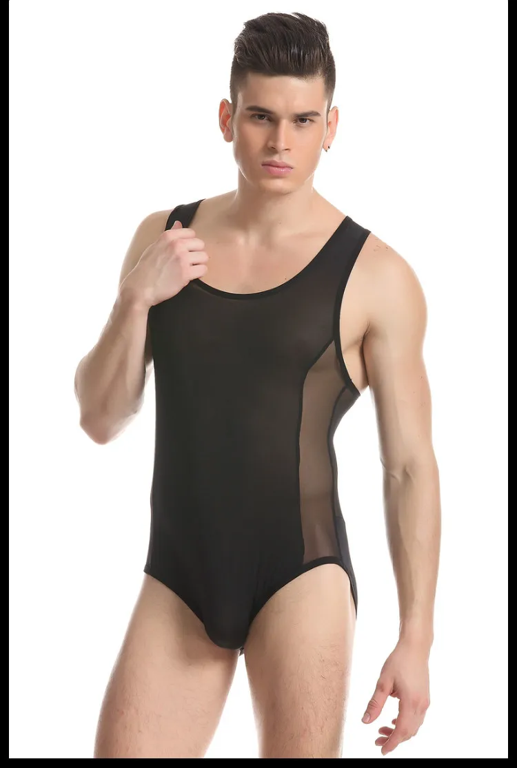 Для мужчин спортивной сексуальный соблазн тела костюмы дышащие удобные Для мужчин купальники пикантные прозрачные Для мужчин купальники тела костюмы - Цвет: black