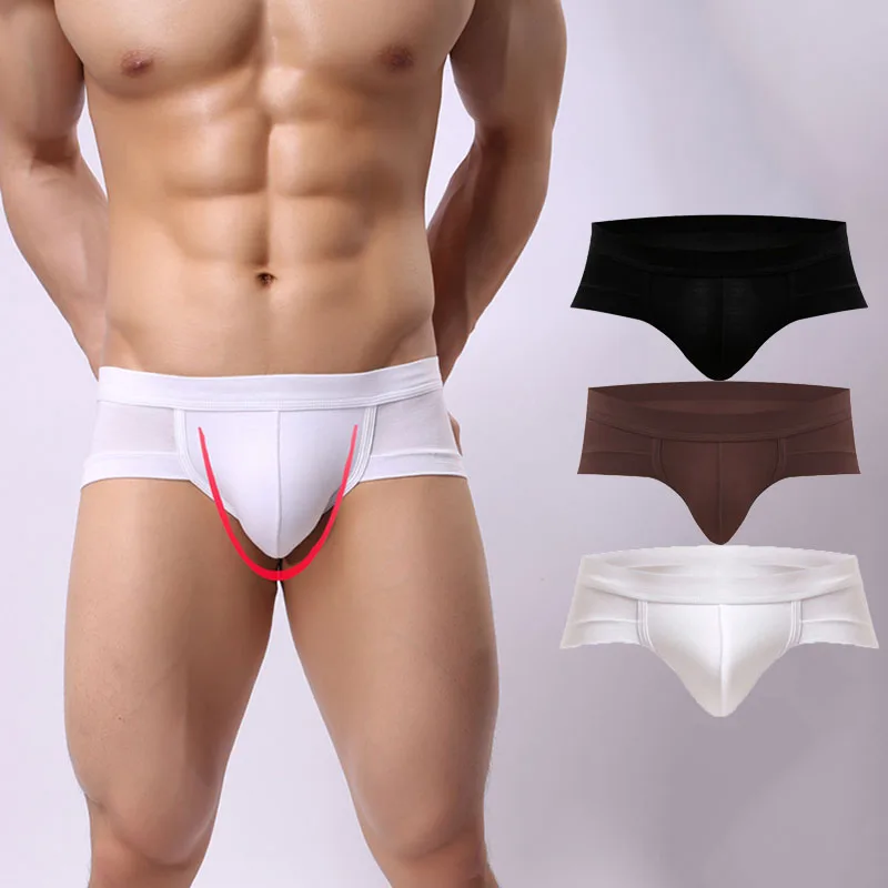 

DEWVKV Comfortable Pure Color Breathable Men's Underwear Wholesale Men Briefs Sexy Underwear New Arrival 2019 ZMQ