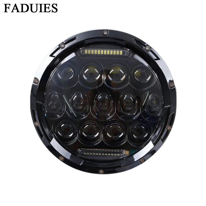 1 Black 7 Inch 75W Round Daymaker LED Projector Headlight Waterproof Bulb for Harley Davidson Motorcycle & Jeep Wrangler LED Headlamp  (2)