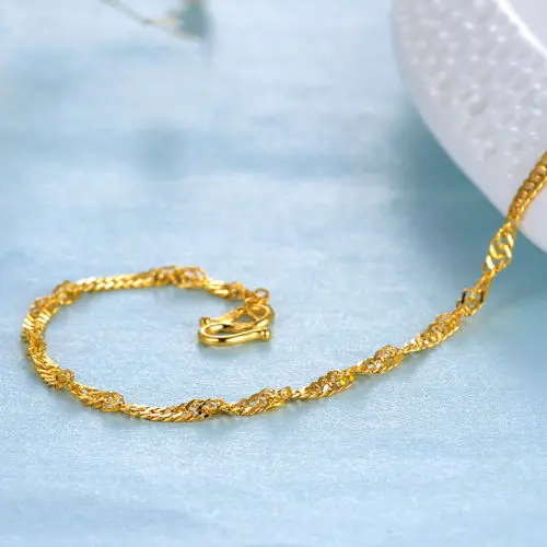 

Pure 24K Yellow Gold Bracelet Women's Lucky 6.5 INCH Singapore Chan 1.7-2g