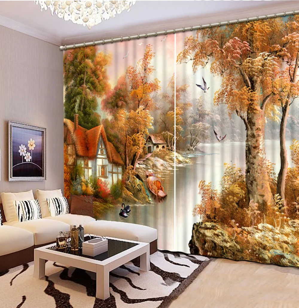 

Customize buyer size Fashion 3D Home Decor Beautiful mediterranean stye Curtains for living room