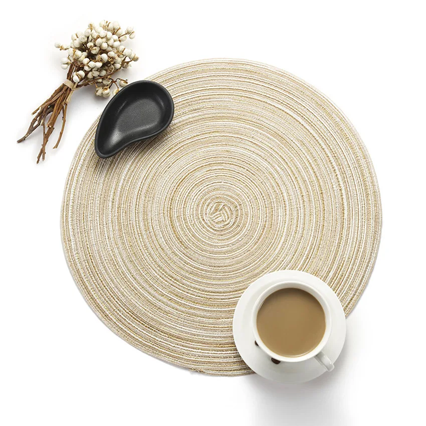 Round Cotton Placemats Dining Table Mat Weave Disc Pads Bowl Coasters De Cozinha 35cm Plate Bar