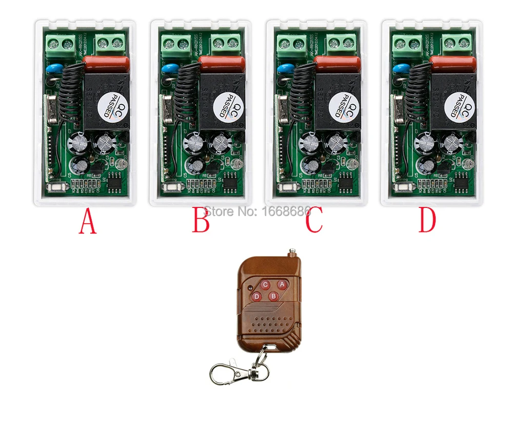 

most simple wiring New AC220V 1CH 10A Wireless RF Remote Control Switch 1*Transmitter+ 4*Receiver For Access/door System