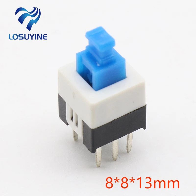 30pcs/lot Square 8x8x13mm 6 Pin DPDT Mini Push Button Self-locking Switch G65 Multimeter Switch Free Shipping