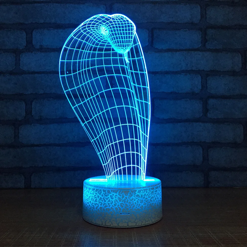 Оптовая торговля необычная Ночная лампа Cobra светодиодные фары настольные 3d