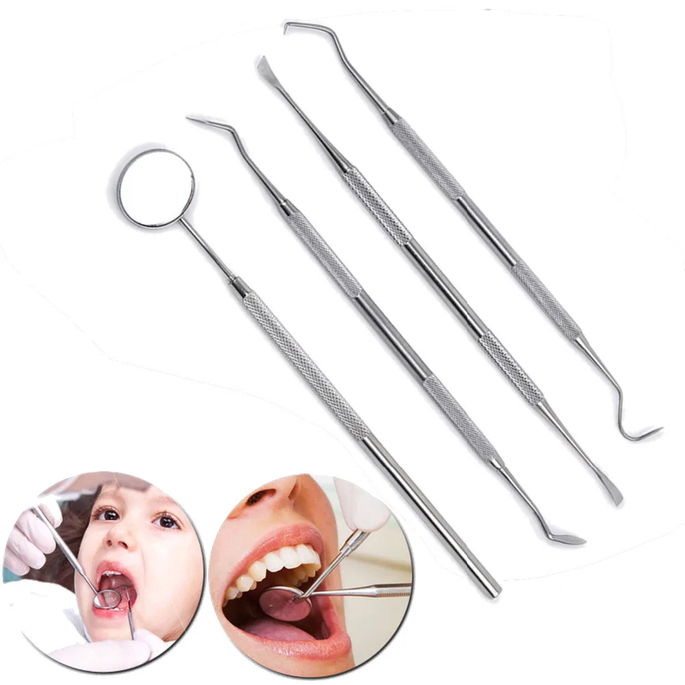 

Behogar 4PCS Pet Dog Cat Tooth Scaler Tools Kit Tooth Scaler Remover Scraper Dental Mirror Probe Pet Dentistry Accessories Tools